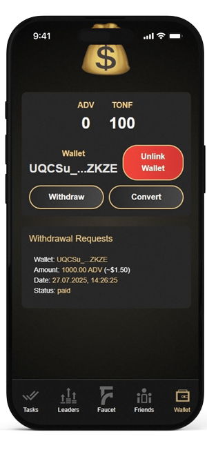 TON Faucet Earning Dashboard
